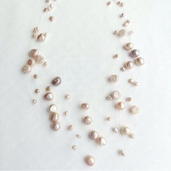 Pink freshwater pearl illusion necklace 🆕 - Picture 5 of 9